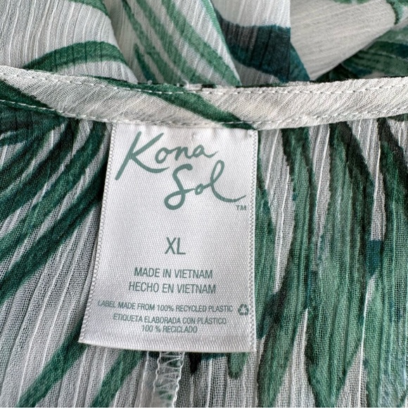Kona Sol Palm Leaf Sheer Swim Coverup - Picture 3 of 8